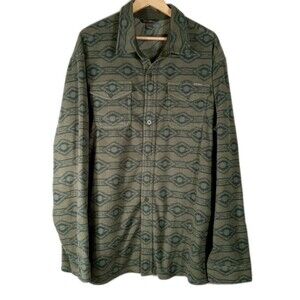 EDDIE BAUER Mens Fleece Shacket Shirt  T2XL Aztec Green Big and Tall Cabincore